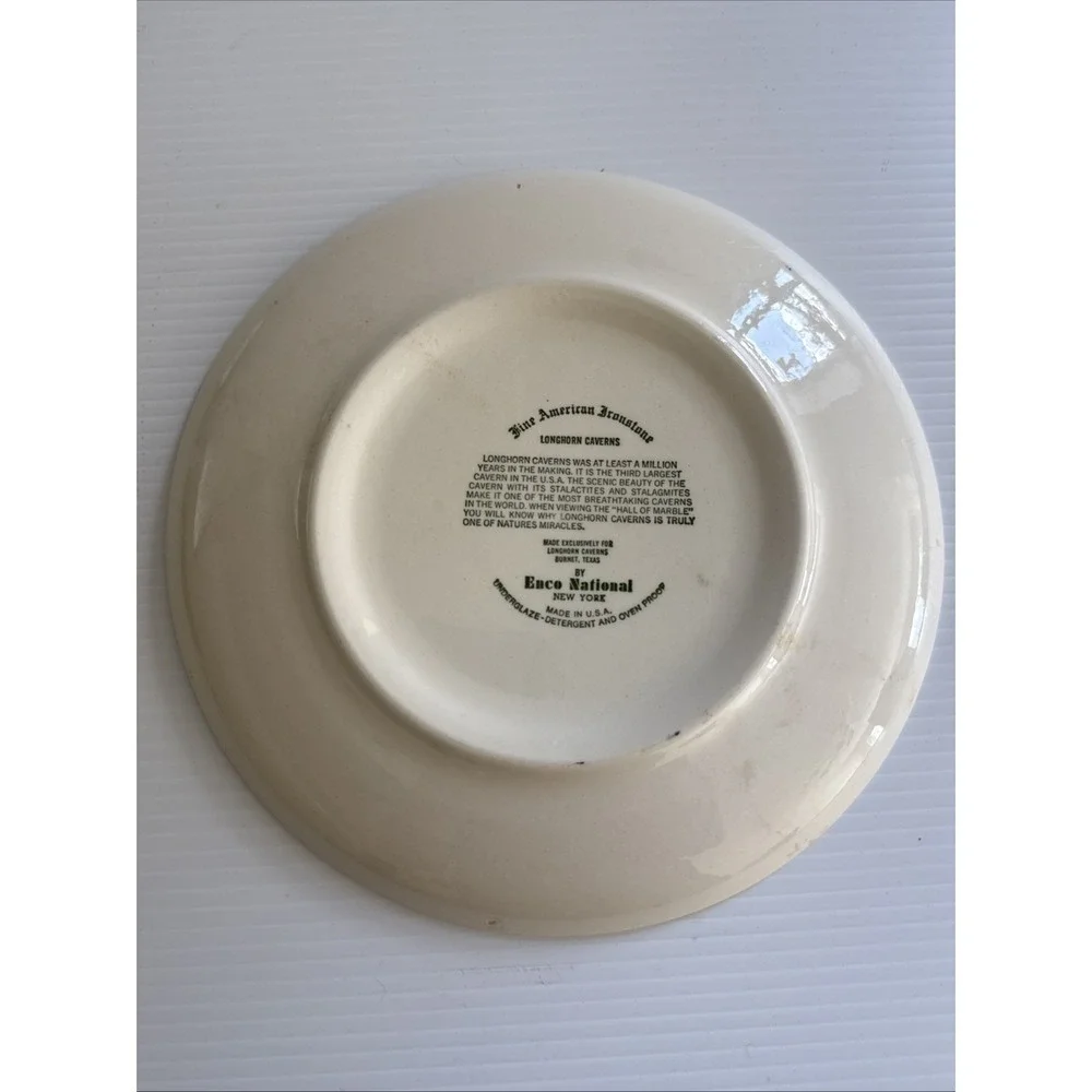 VINTAGE 1940-50s BURNET TEXAS LONGHORN CAVERN SOUVENIR PLATE